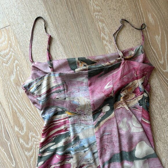 Urban Outfitters Trinity Cowl Neck Midi Dress Marble Pink SzL - Picture 12 of 15